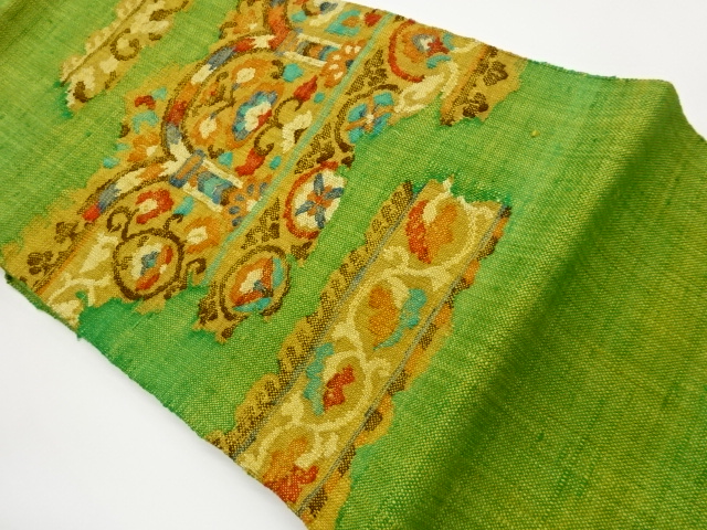 JAPANESE NAGOYA OBI / MAWATA TSUMUGI / WOVEN FLOWER ARABESQUE
